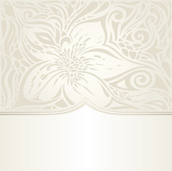 Floral wedding invitation wallpaper  bridal design in ecru with copy space