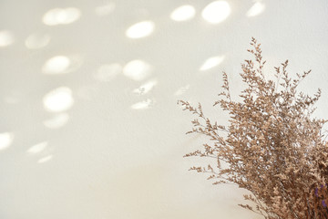 Vintage texture of cement concrete and flower decoration for background.