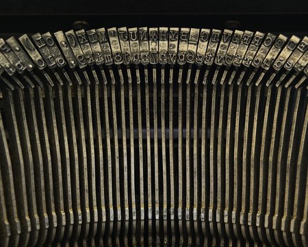 Typewriter, type bars, close up