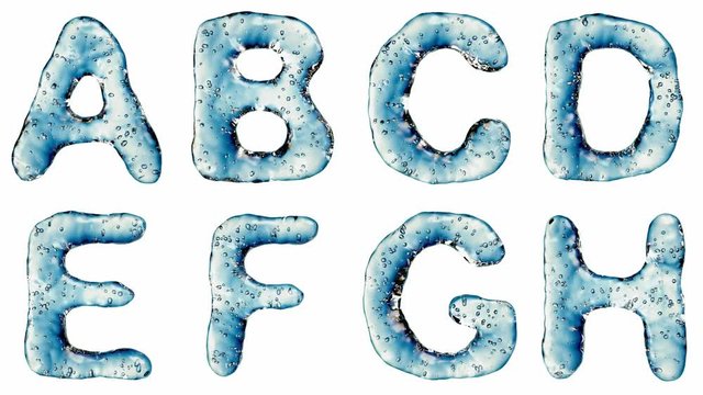 Alphabet from water isolated on a white background.