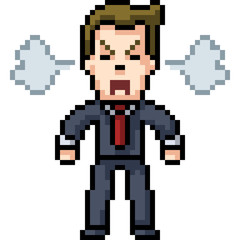 Obraz premium vector pixel art man angry