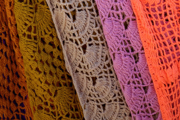 knitted scarves of different colors