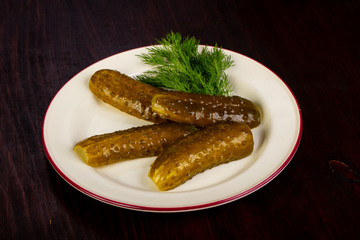 Pickled cucumbers with dill