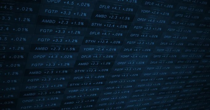 Blue Cinematic Increasing Stock Market Ticker in a good economy ALT -
