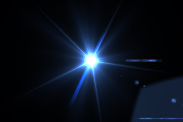 Fototapeta na wymiar Abstract lens flare light over black background