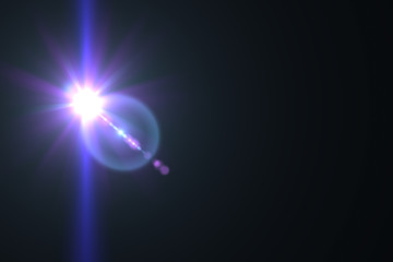 Abstract lens flare light over black background