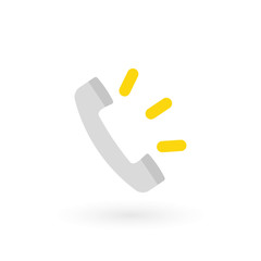 Retro telephone receiver icon isolated. Handset symbol. Ring sign. Vector illustration, flat design
