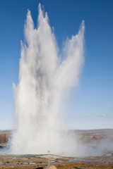 Strokkur geyser eruption in Grand Geysir area in Iceland