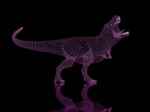 Wireframe T Rex Dinosaur 3D Render