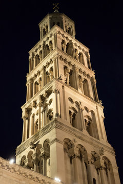 Night view of Cathedral of Saint Domnius in Split, Croatia.