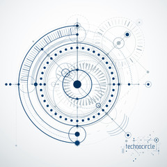 Mechanical engineering technology vector abstract background, cybernetic abstraction with innovative industrial schemes.