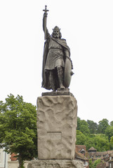 Statue of KIng Alfred on the High Street in Winchester, Hampshire, UK