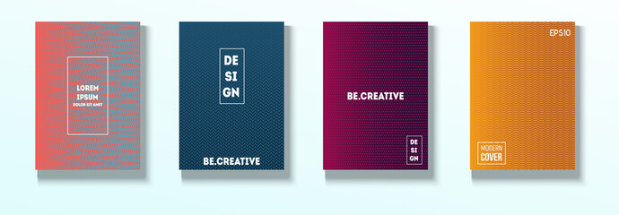 Minimal Covers, Vector Hipster Abstract Brands Design. Magenta, Cyan, Yellow Corporate Identity Blend Tech Halftones. Business Minimal Covers, Cool Retro Ad Music Party Poster Bright Gradient Stripes.