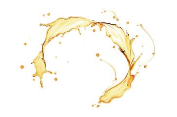 Olive or engine oil splash isolated on white background.