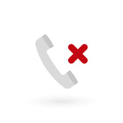 Obraz premium Retro telephone receiver icon isolated. Handset symbol. Check mark, red cross sign. Vector illustration, flat design
