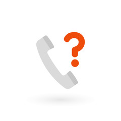 Retro telephone receiver icon isolated. Handset symbol. Query sign. Vector illustration, flat design
