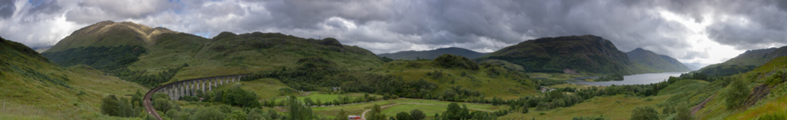 Late summer view of Glenfinnan Viaduct near Fort William, Scotland