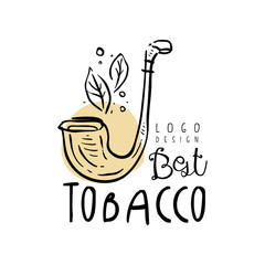 Best tobacco logo design, emblem can be used for smoke shop, gentlemens club and tobacco products hand drawn vector Illustration on a white background