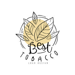 Best tobacco logo, hand drawn design element can be used for smoke shop, gentlemens club and tobacco products vector Illustration