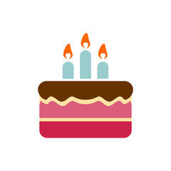 Birthday cake icon simple flat style illustration image