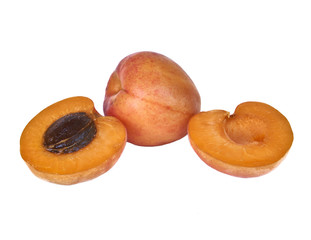 Fresh and delicious apricot fruits isolated on white background