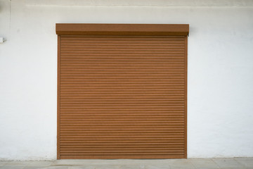 brown door garage