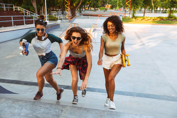 Three excited young girls