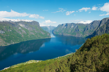 Fototapeta na wymiar View to the Aurlandsfjord from Stegastein viewpoint, Norway.