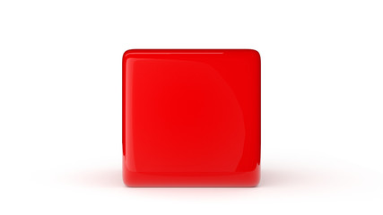 Red cube isolated on a white background 3d rendering