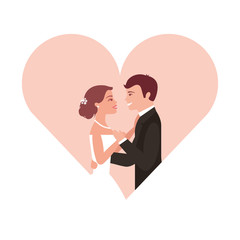married couple in heart isolated icon