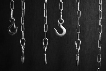 Fototapeta na wymiar six chains and hooks