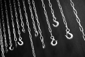 Fototapeta na wymiar a lot of hooks and chains