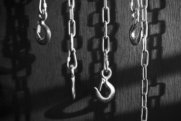 Fototapeta na wymiar four hooks and chains