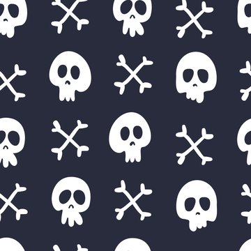 Happy Halloween pattern with skull and bone.