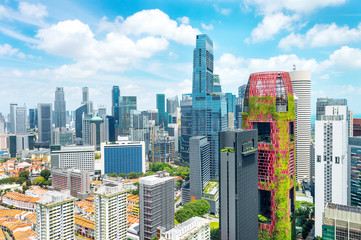 Naklejka premium Antenowe pejzaż metropolii Singapuru