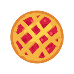 Whole Pastry Pie with Fuitty Filling, Vector Card