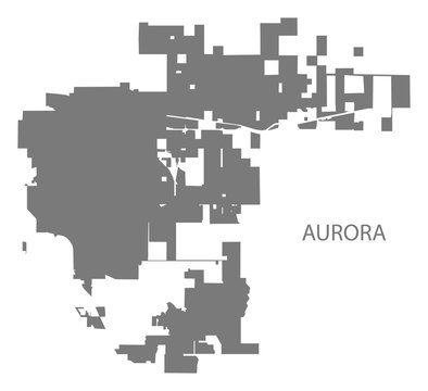 Aurora Colorado City Map Grey Illustration Silhouette