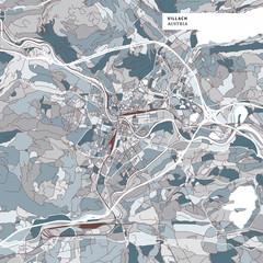 Colorful map of Villach, Austria