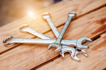 Construction theme. A set of wrenches. engineering.