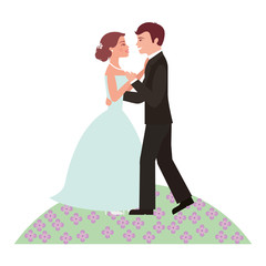 married couple in garden dancing isolated icon