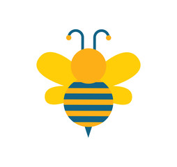 Bee with Wings and Stripes Vector Illustration