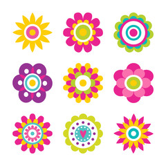 Flowers Blooming Collection Vector Illustration