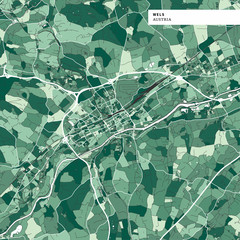 Colorful map of Wels, Austria