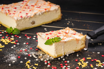 Sweet white cake with layers