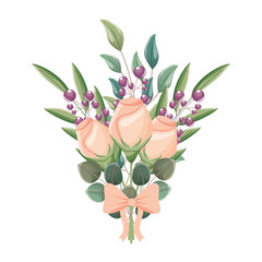 rose bouquet with bow decorative icon