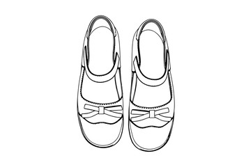 sketch of children's shoes vector
