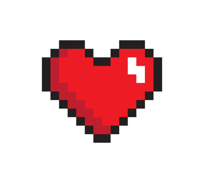 Closeup Heart, Pixel Icon, Vector Illustration