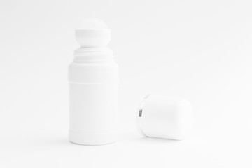 Deodorant bottle; roll-on for men and women on white background.