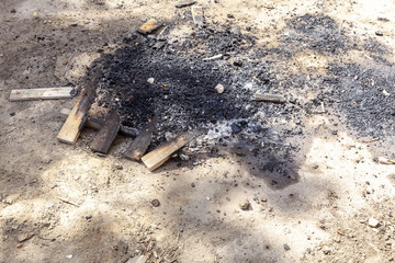 Remains of an old burnt pallet