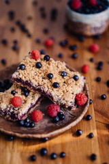 homemade berry blueberry pie and raspberry